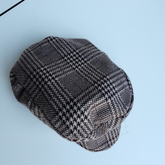 Kids Boys Newsboy Cap Tweed Flat Beret Cabbie Hat Brown Houndstooth 6-12 Mos - Picture 2 of 7